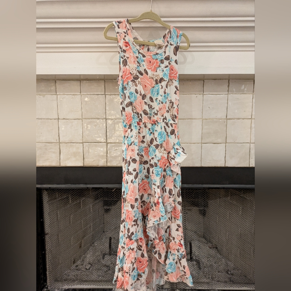 Floral Sleeveless Dress with Ruffle Detail